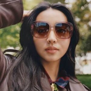 Coach Oversized Pink Sunglasses With Sparkling Rhinestones.